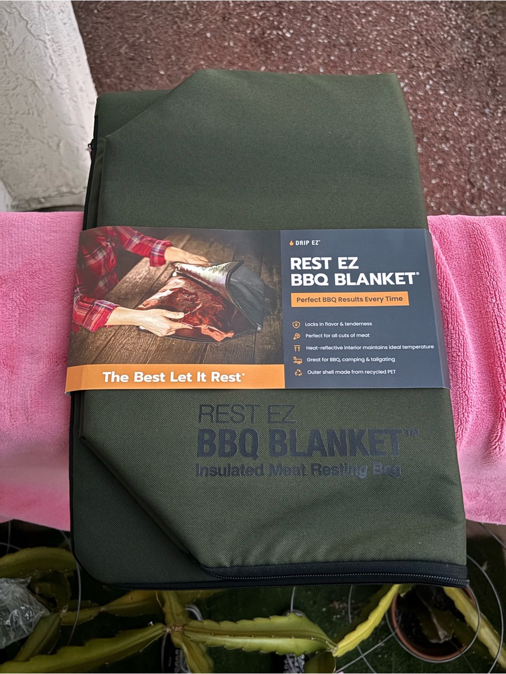 Drip EZ Rest EZ BBQ Blanket Insulated Meat Resting Bag Brisket Smoker Green